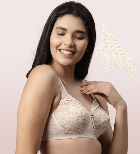 ENAMOR - (FB06) FULL SUPPORT CLASSIC LACE LIFT BRA - 01N (Color - Paleskin)