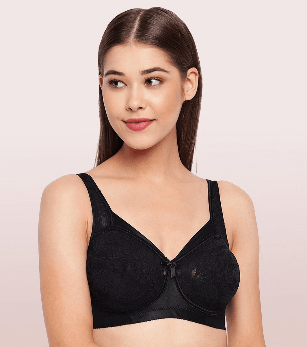 ENAMOR - (FB06) FULL SUPPORT CLASSIC LACE LIFT BRA - 01N (Color - Black)