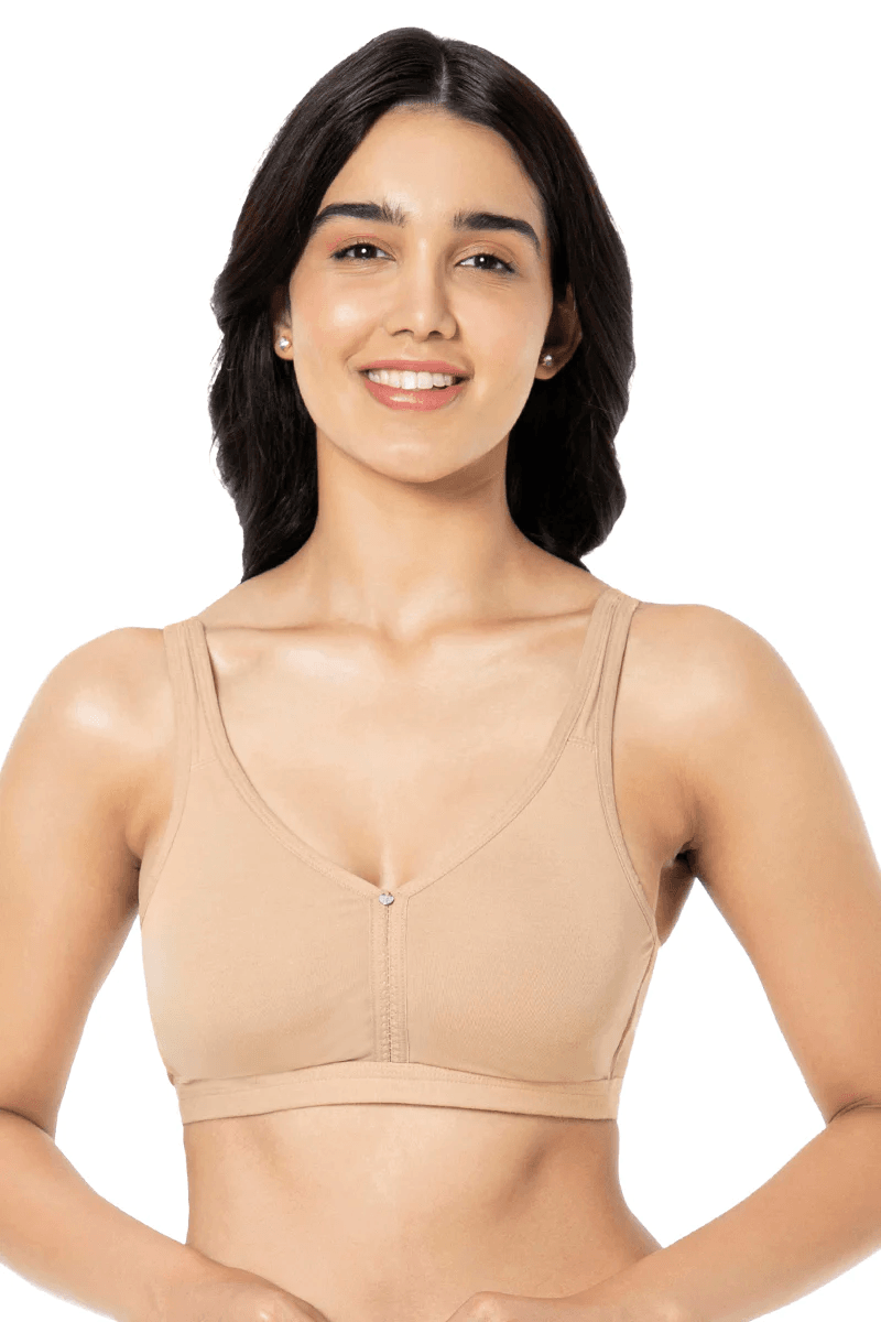 AMANTE - Cotton Chic Support Solid Non Padded Non-Wired Bra - (Sandalwood) - BRA93101 - 1N