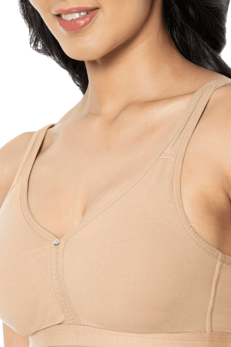 AMANTE - Cotton Chic Support Solid Non Padded Non-Wired Bra - (Sandalwood) - BRA93101 - 1N