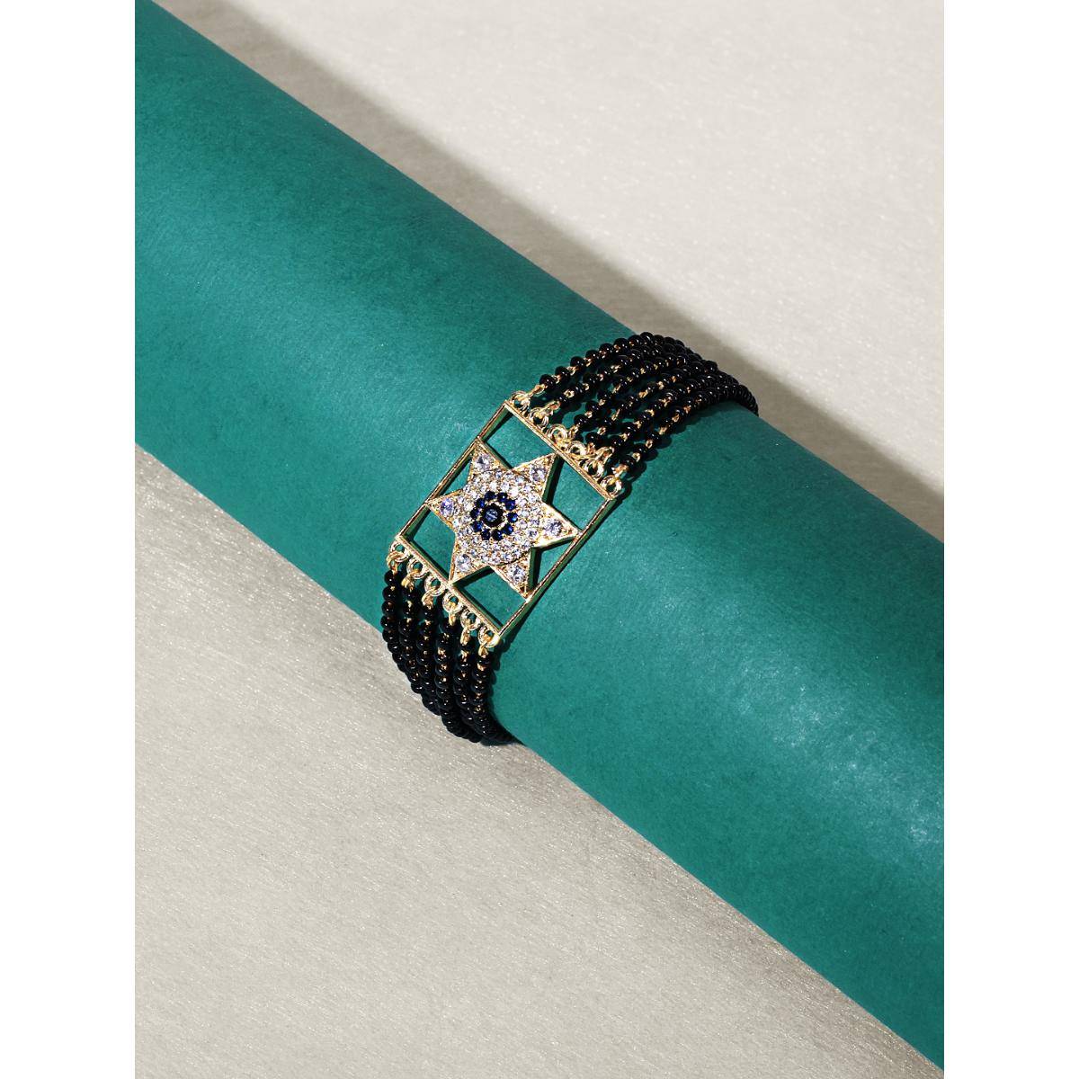 Abdesigns Gold Plated Evil Eye Star Mangalsutra Bracelet