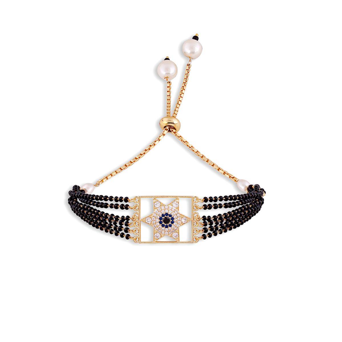 Abdesigns Gold Plated Evil Eye Star Mangalsutra Bracelet