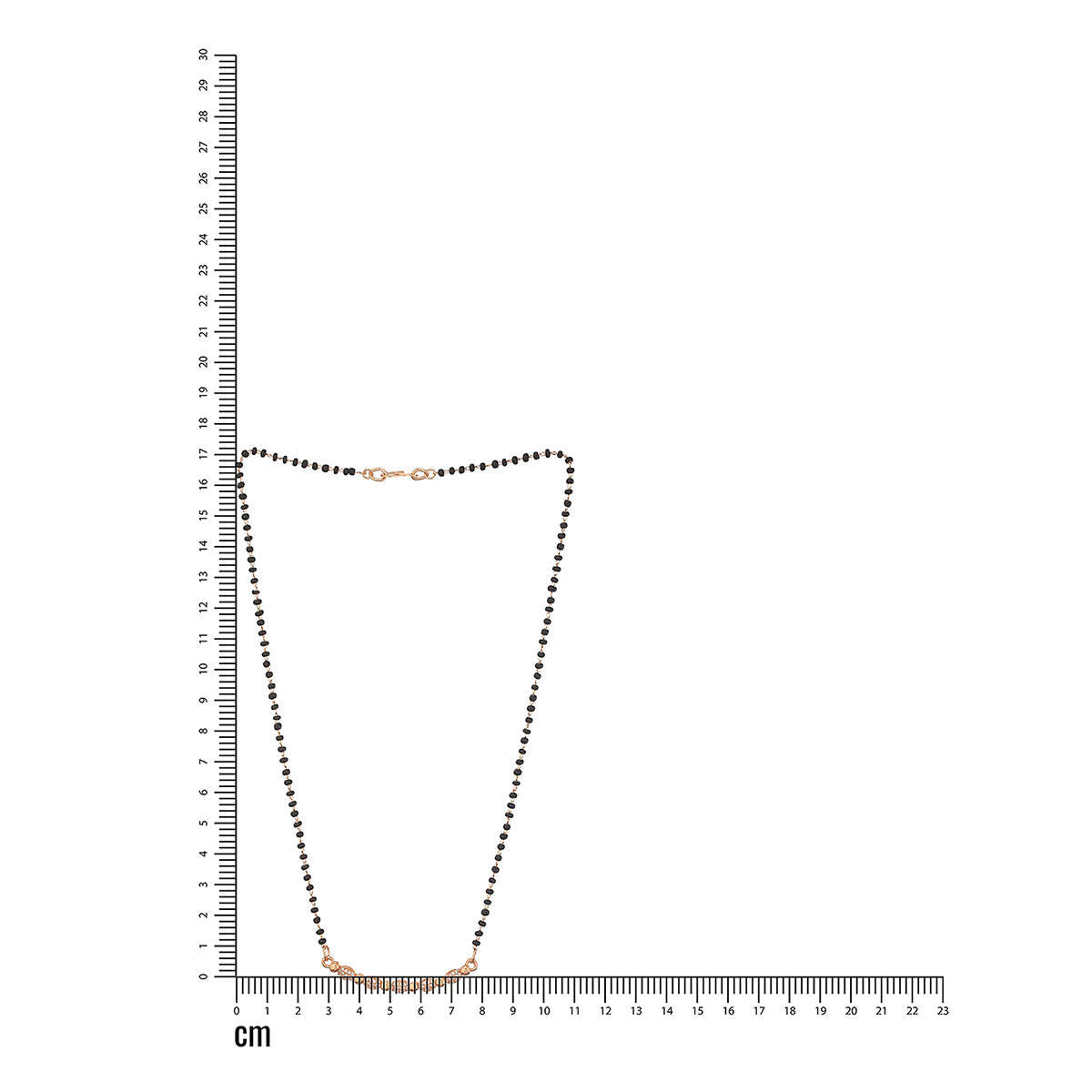 Aatmana Rose Gold-Plated Black Beaded and Ad-Studded Mangalsutra