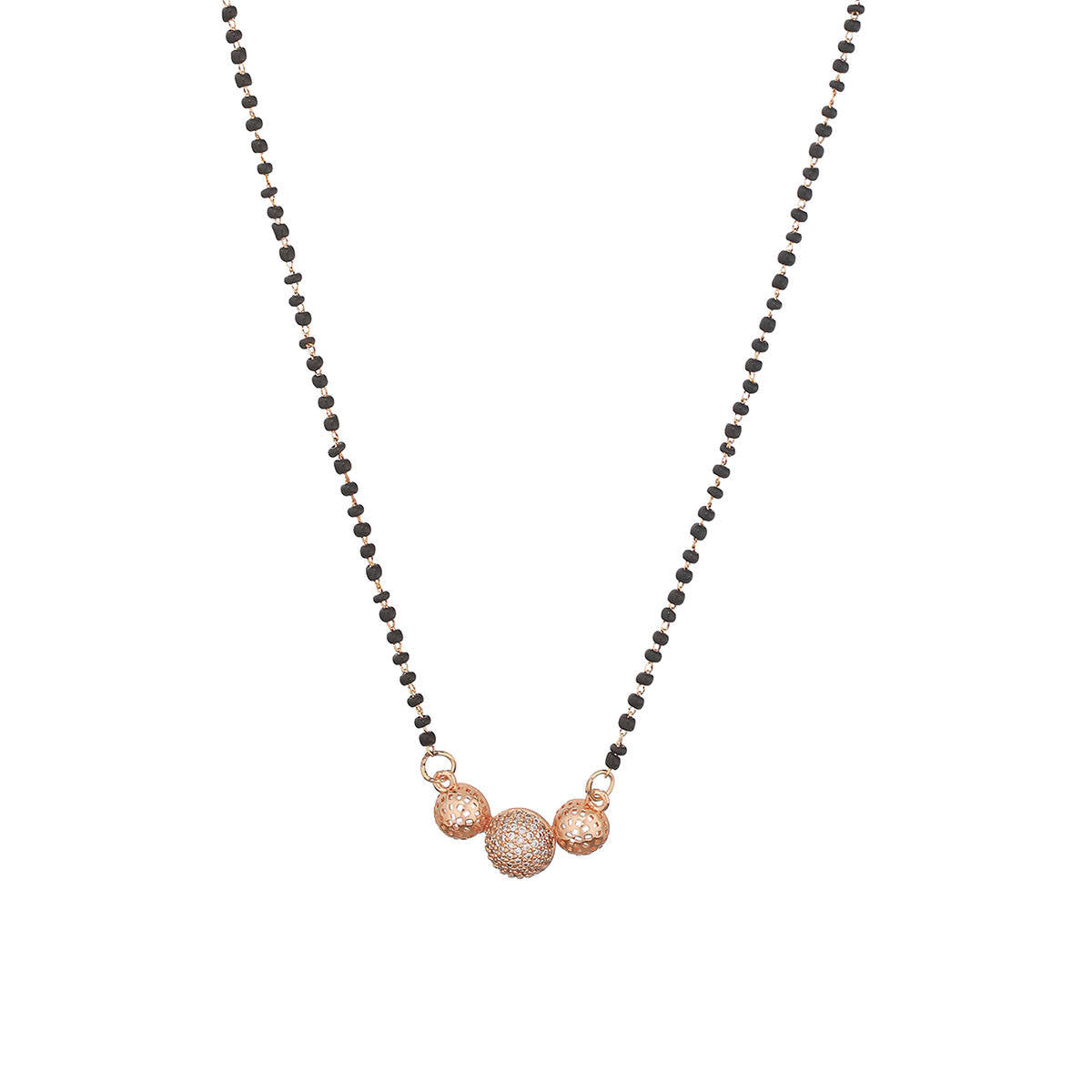 Aatmana Black- Rose Gold Plated Beaded and Ad Studded Mangalsutra