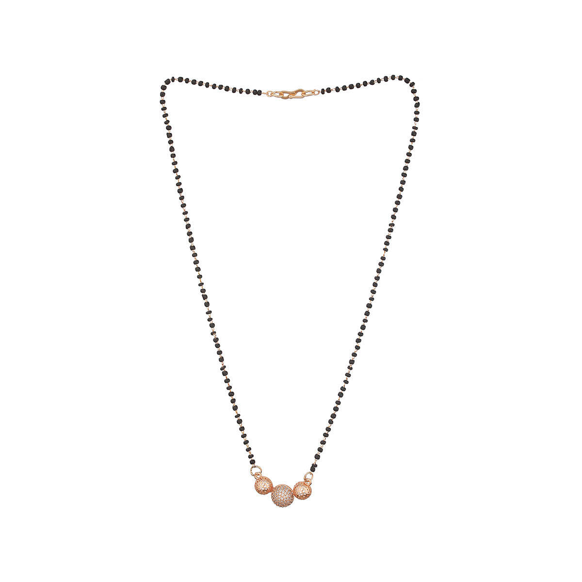 Aatmana Black- Rose Gold Plated Beaded and Ad Studded Mangalsutra