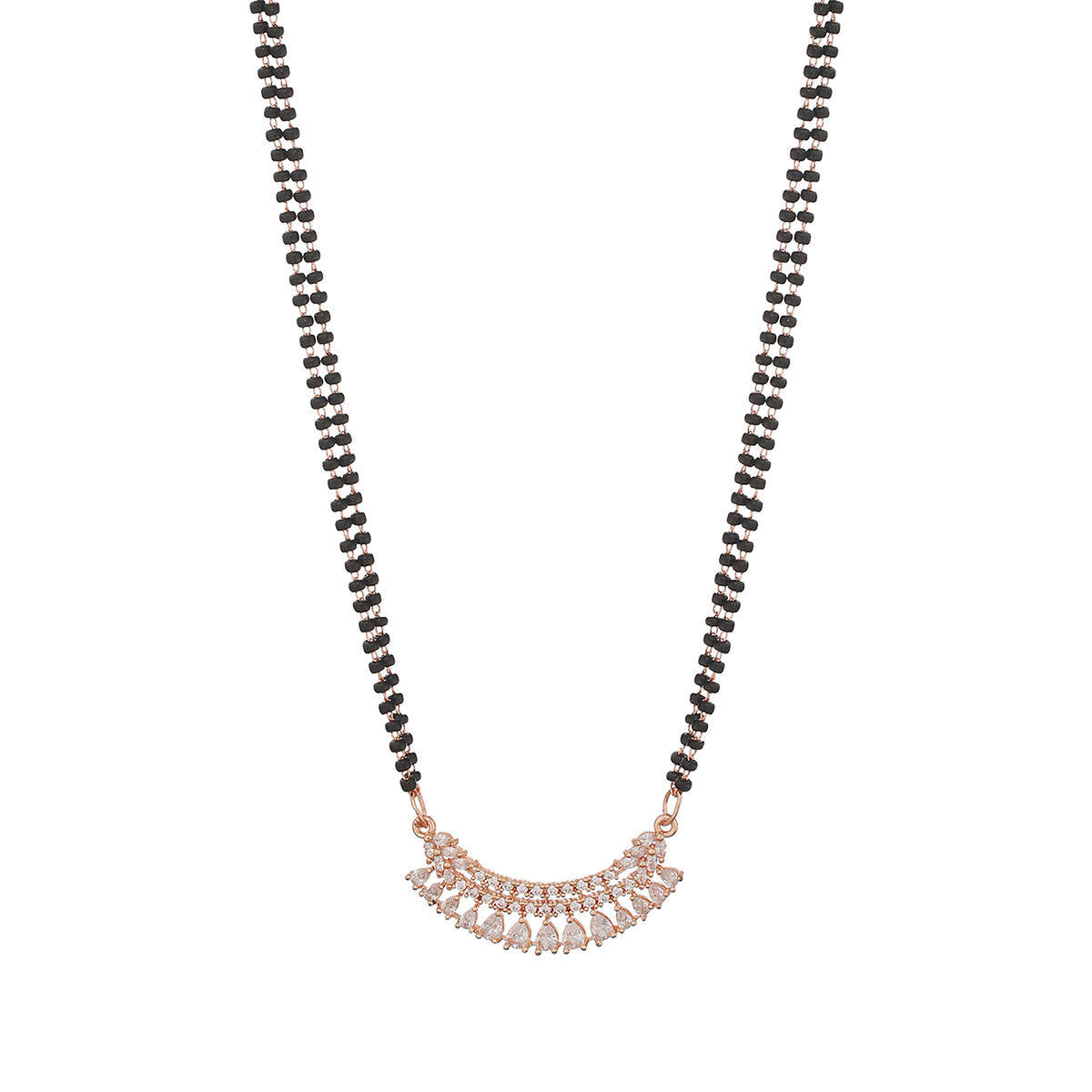 Aatmana Rose Gold-Plated Black Beaded Mangalsutra · One Size