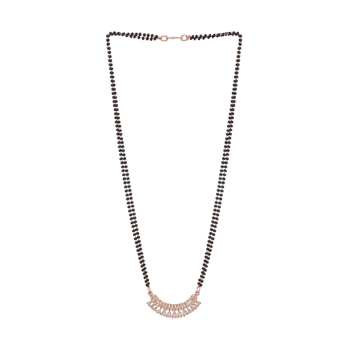 Aatmana Rose Gold-Plated Black Beaded Mangalsutra