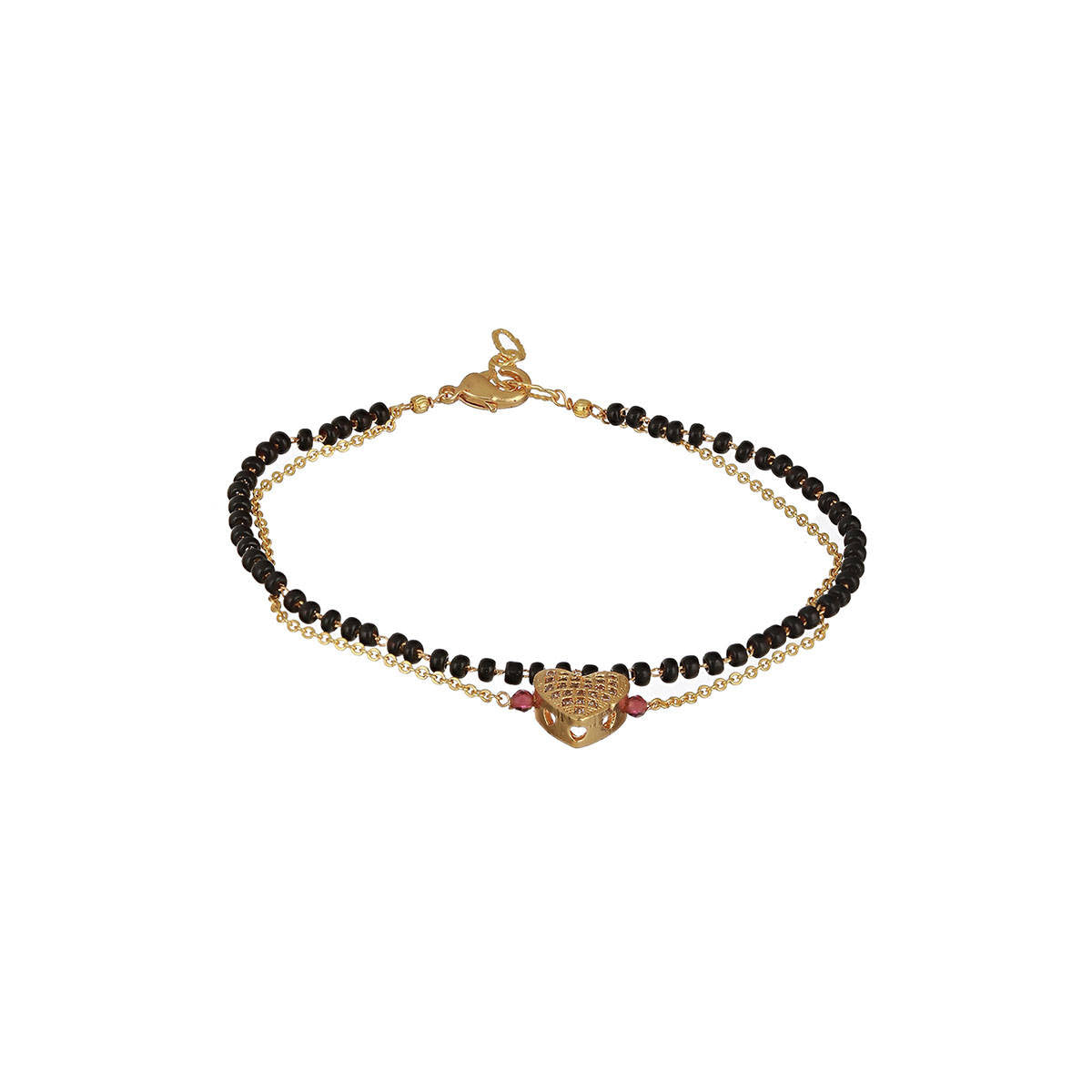 Aatmana Gold-Plated Black Beaded Wrap Around Heart Shaped Mangalsutra Bracelet