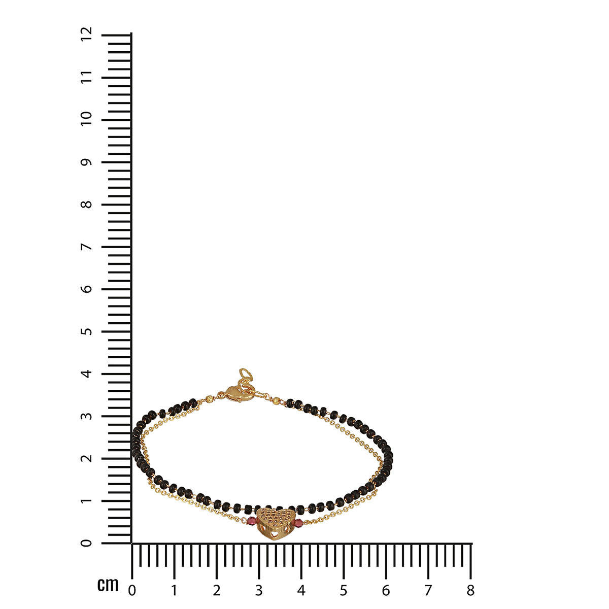 Aatmana Gold-Plated Black Beaded Wrap Around Heart Shaped Mangalsutra Bracelet