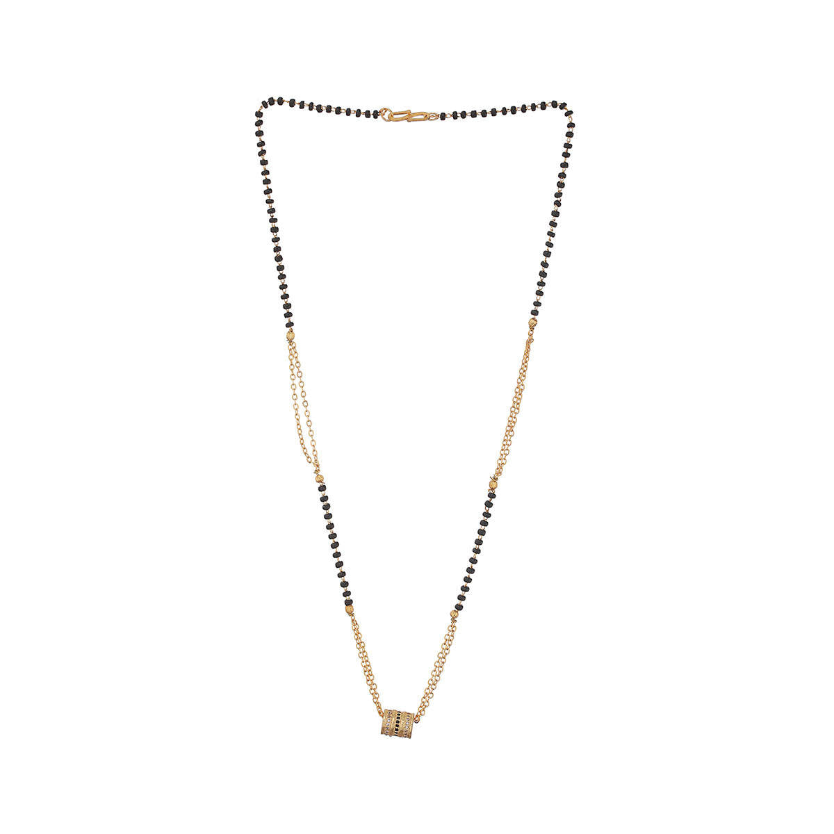 Aatmana Gold-Plated Black and White Stone-Studded Beaded Mangalsutra · One Size