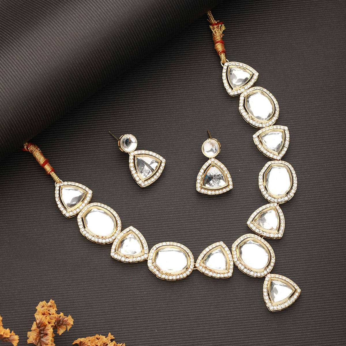 Aatmana Gold-Plated Cz Stone-Studded Jewellery Set