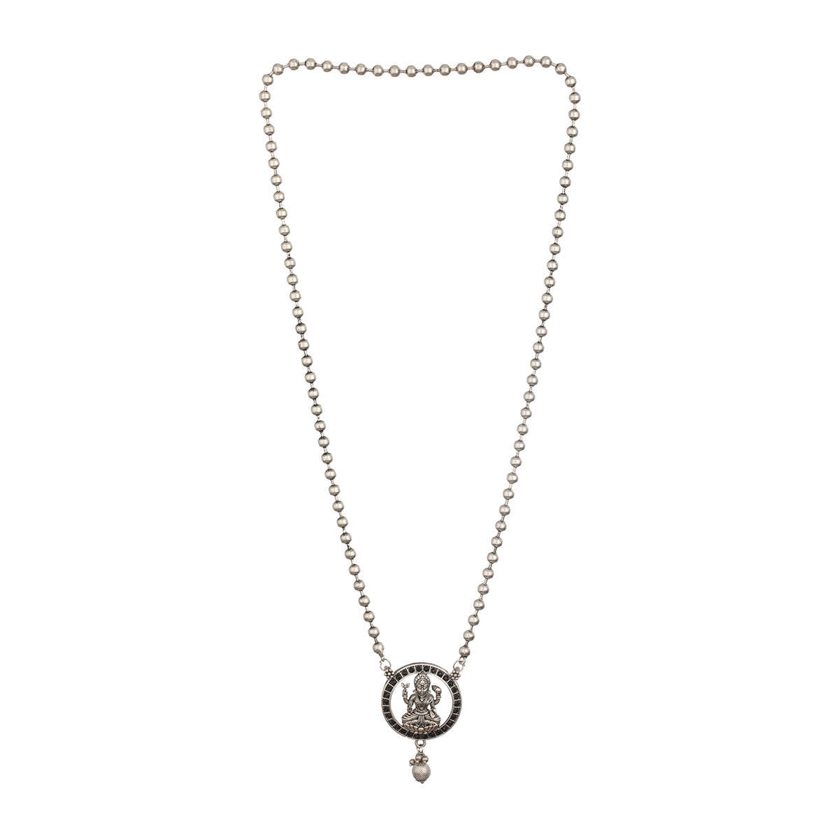 Aatmana Silver-Plated Oxidised Laxmi Pendent Necklace