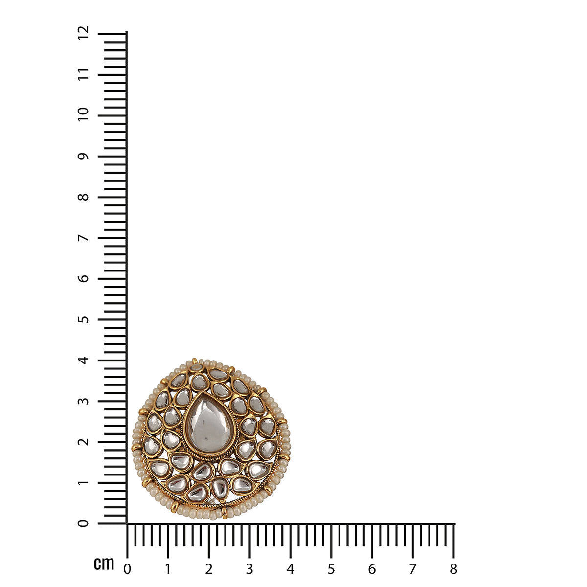 Aatmana Gold Plated White Kundan Studded and Pearl Adjustable Finger Ring