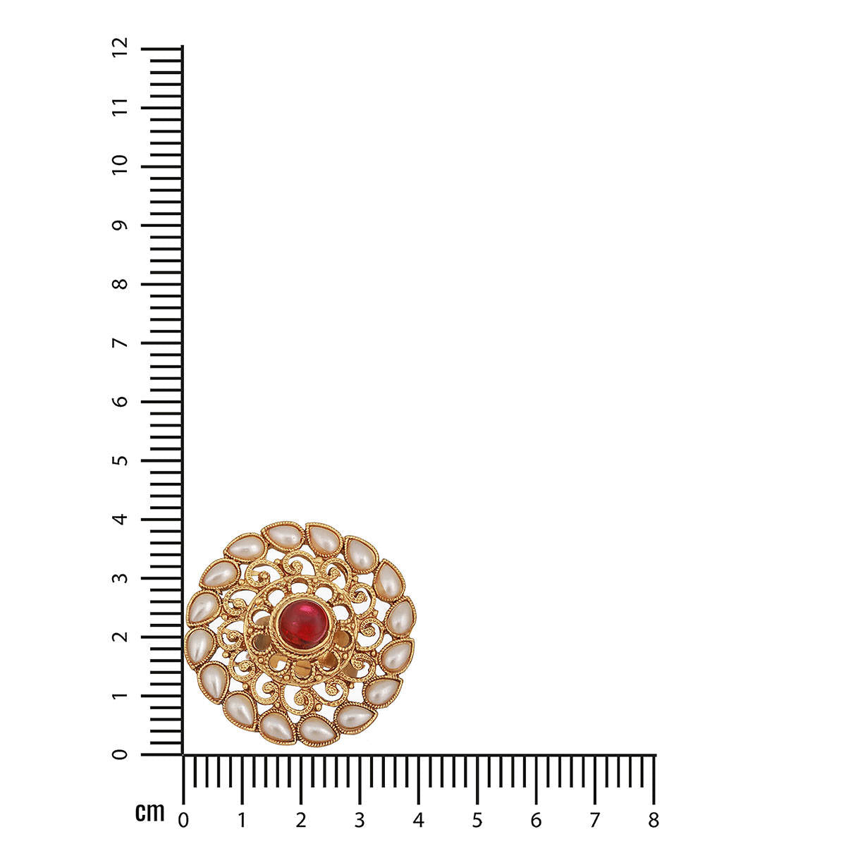 Aatmana Gold-Toned Red Stone Studded Adjustable Ring