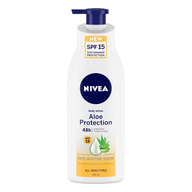 NIVEA Body Lotion, Aloe Protection SPF 15, for Daily Sun Protection