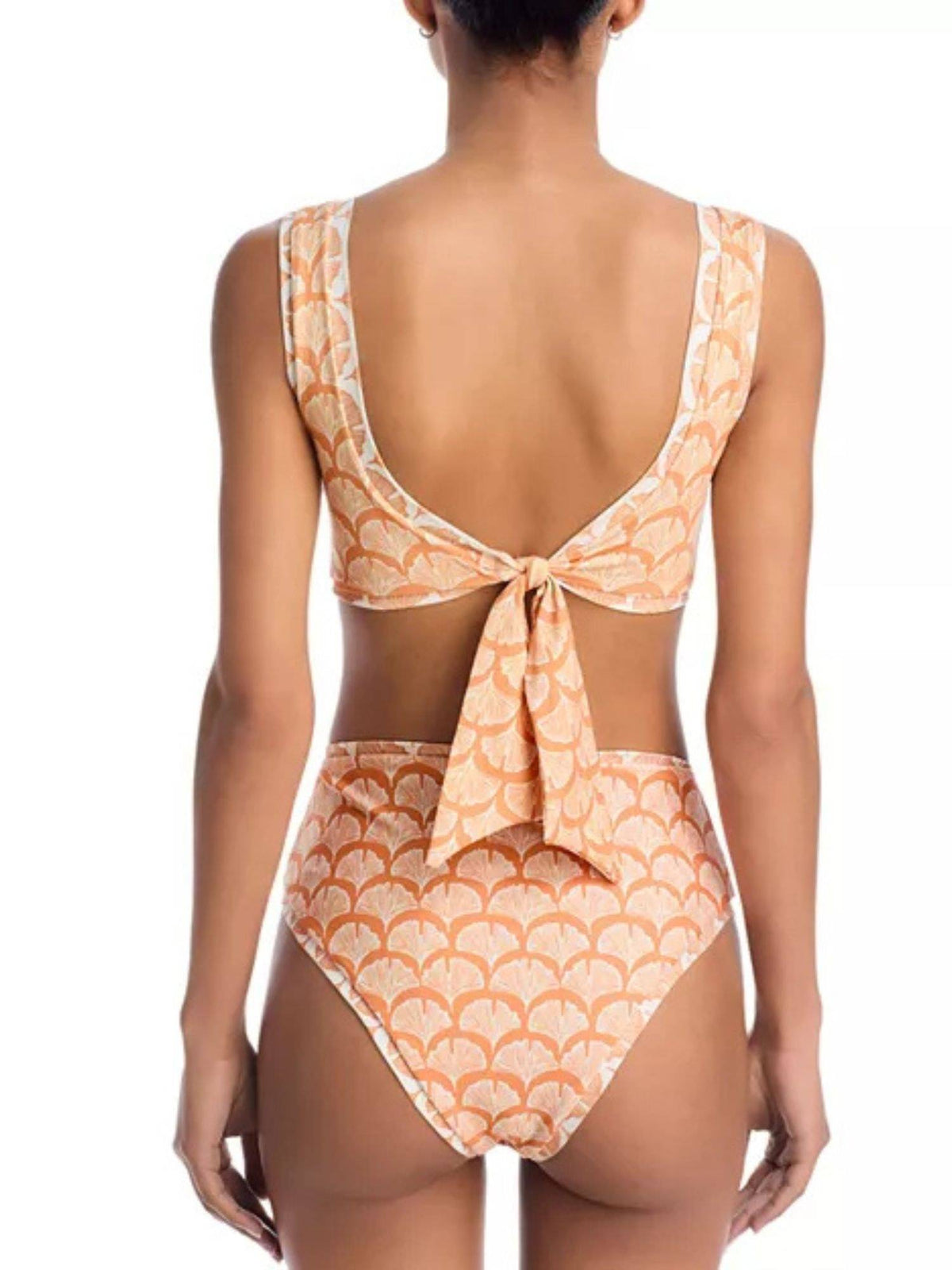 Addery Cream Printed Regular Bikini Top and Bottom with Sarong (S) · S