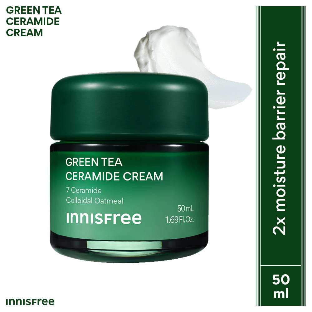 Innisfree Green Tea Ceramide Cream Korean Hydrating Moisturizer for Barrier Repair & Glass Skin