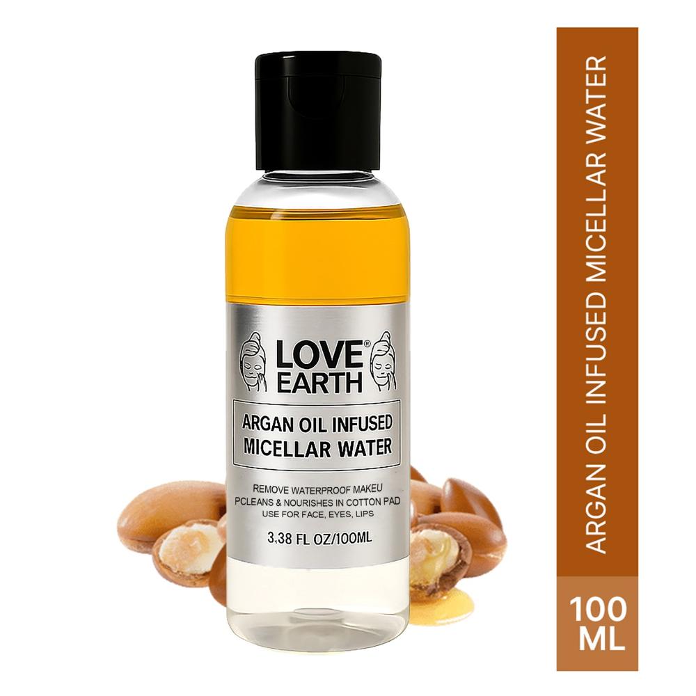 Love Earth Argan Oil-Infused Micellar Water Makeup Remover with Argan Oil & Micellar Water (100ml)