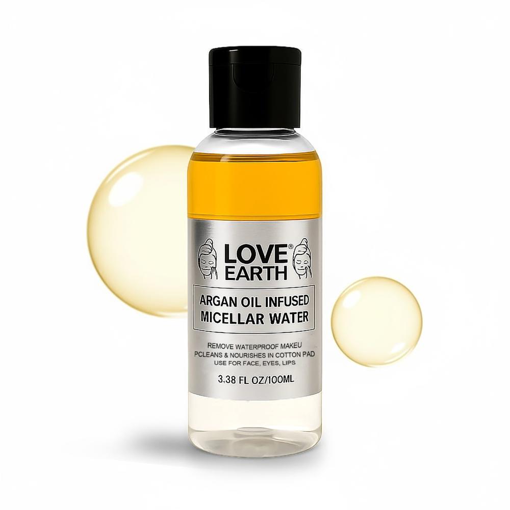 Love Earth Argan Oil-Infused Micellar Water Makeup Remover with Argan Oil & Micellar Water (100ml)