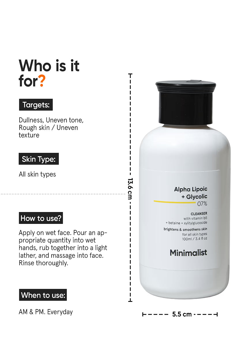 Minimalist - Alpha Lipoic + Glycolic 07% Cleanser (100ML)