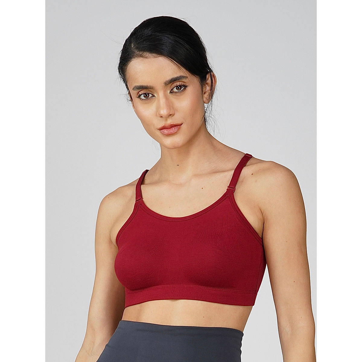 2PEACE Maroon Solid Non-Wired Non-Padded Full Coverage Sports Bra