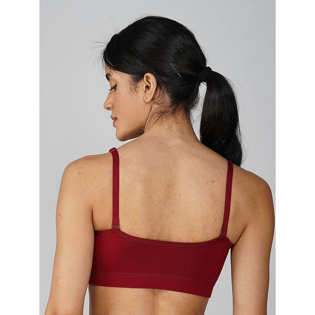 2PEACE Maroon Solid Non-Wired Non-Padded Full Coverage Sports Bra