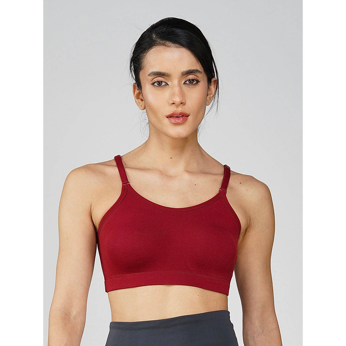 2PEACE Maroon Solid Non-Wired Non-Padded Full Coverage Sports Bra