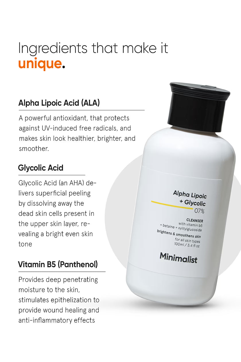 Minimalist - Alpha Lipoic + Glycolic 07% Cleanser (100ML)