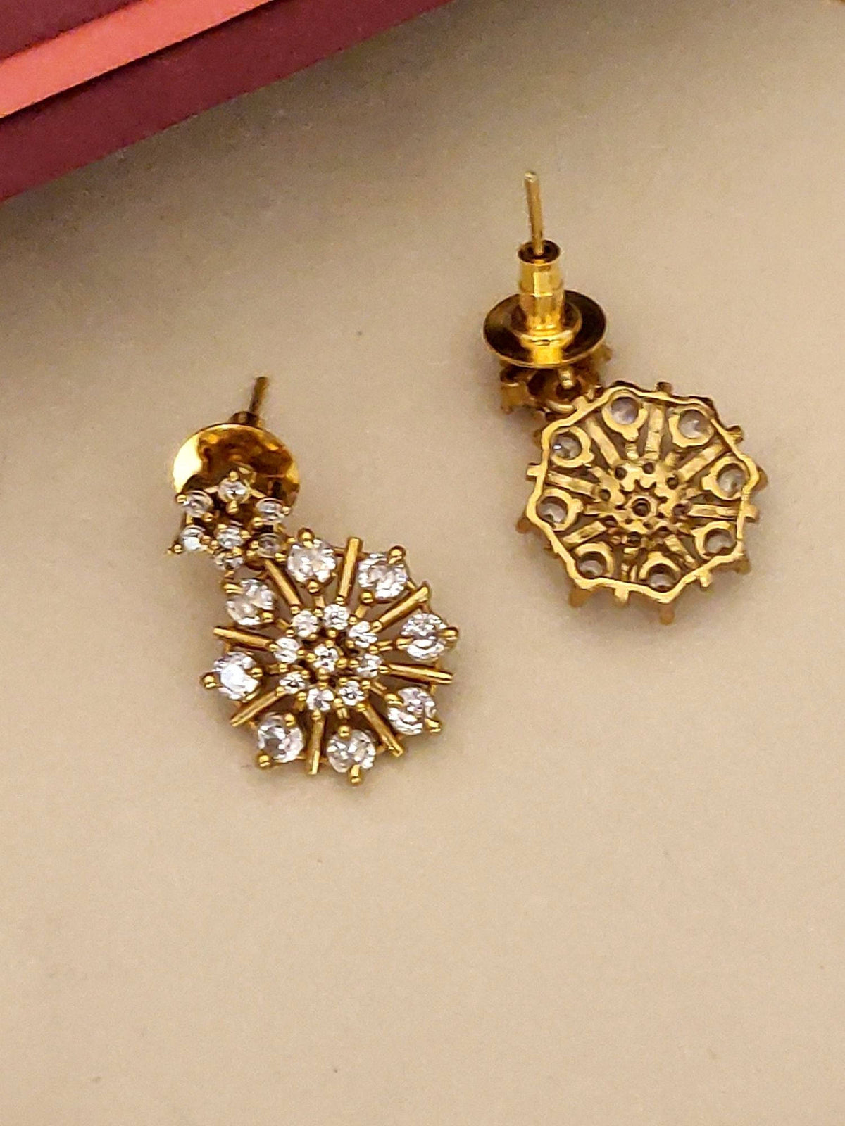 Abdesigns White Gold Plated Kempstone Studded Necklace with Earrings