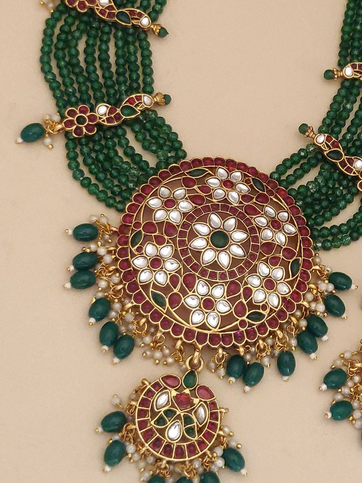Abdesigns Multi-Color Elegant Gold Plated Colored Stone Necklace with Earrings