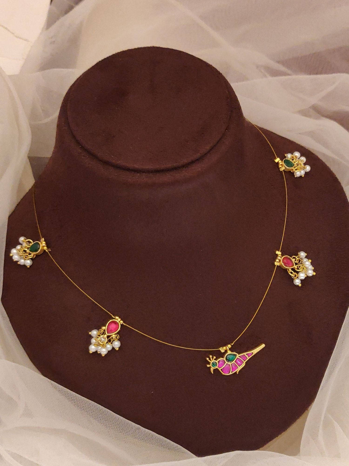 Abdesigns Multi-Color Elegant Gold Plated Colored Stone Necklace with Earrings