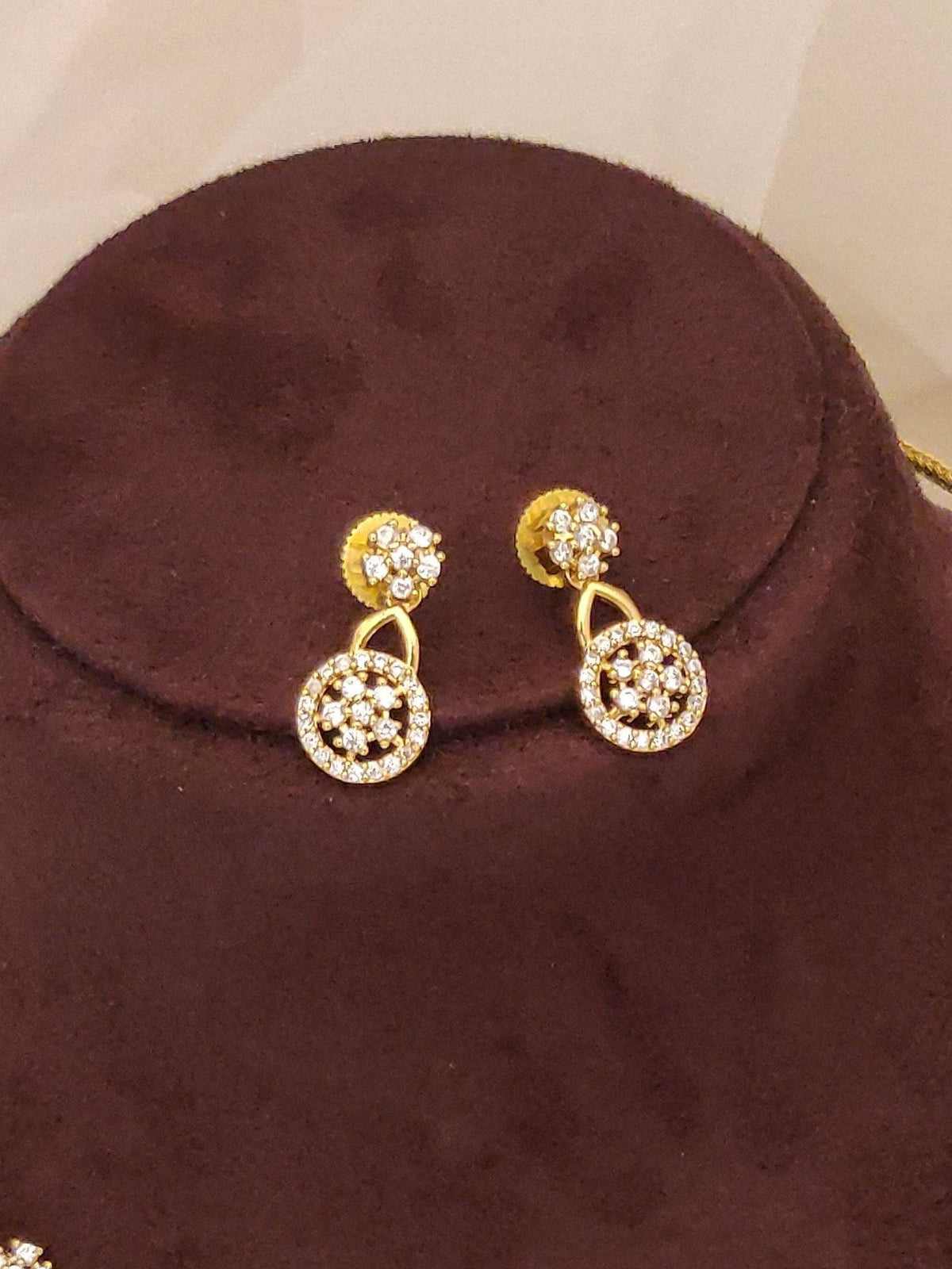 Abdesigns White Premium Gold Plated American Diamond Choker Necklace with Earrings