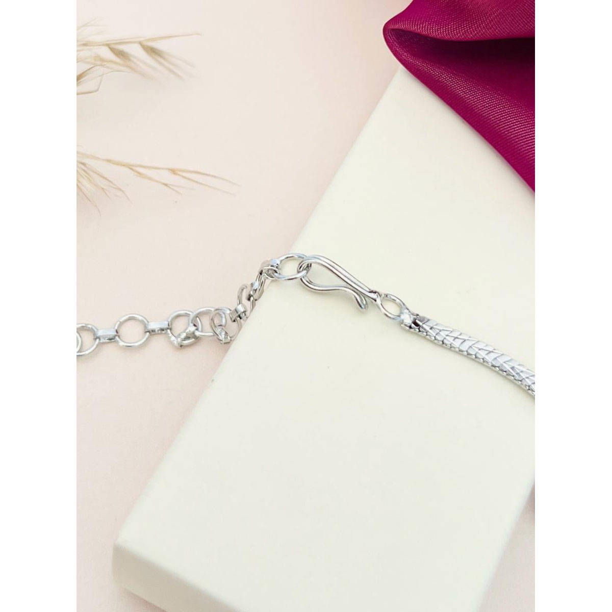Abdesigns White Silver Plated American Diamond Jewellery Set