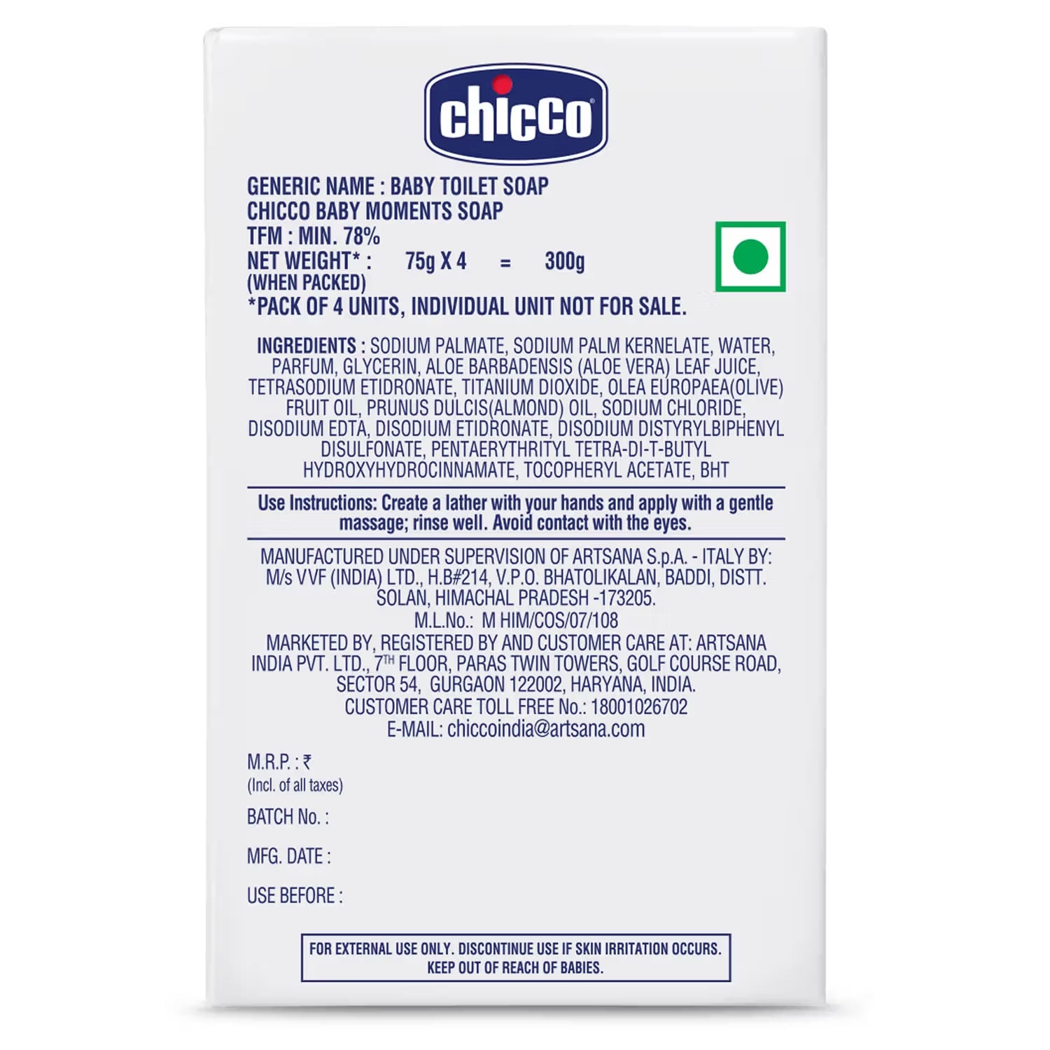 Chicco Baby Moment Soap 3+1 (75g Each)