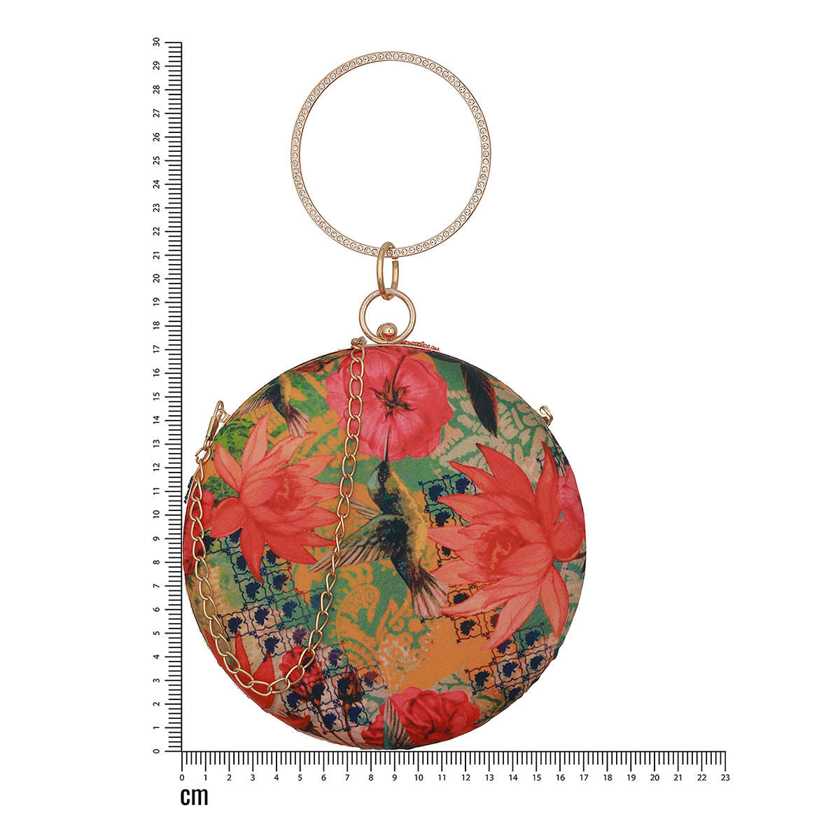 Aatmana Sequined Printed Lotus Motif Round Clutch