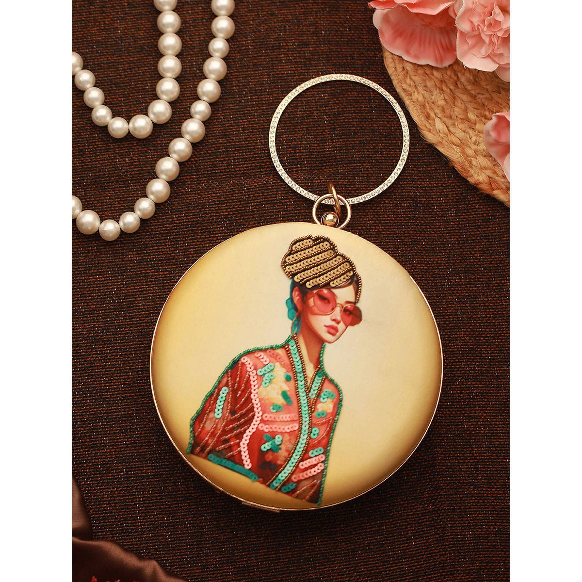 Aatmana Embroidered Sequined Round Clutch