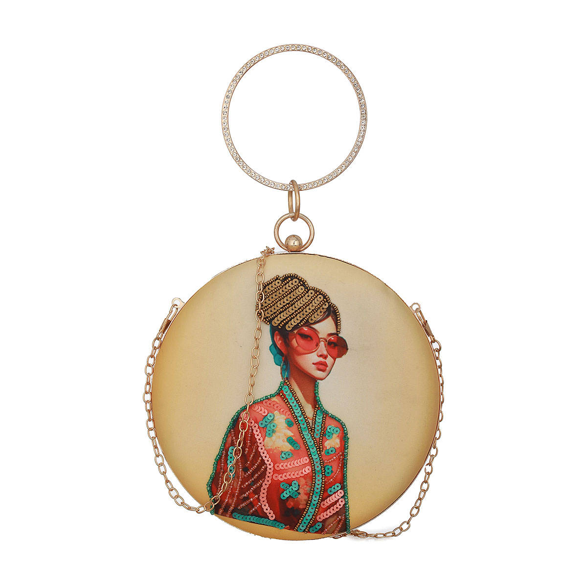 Aatmana Embroidered Sequined Round Clutch
