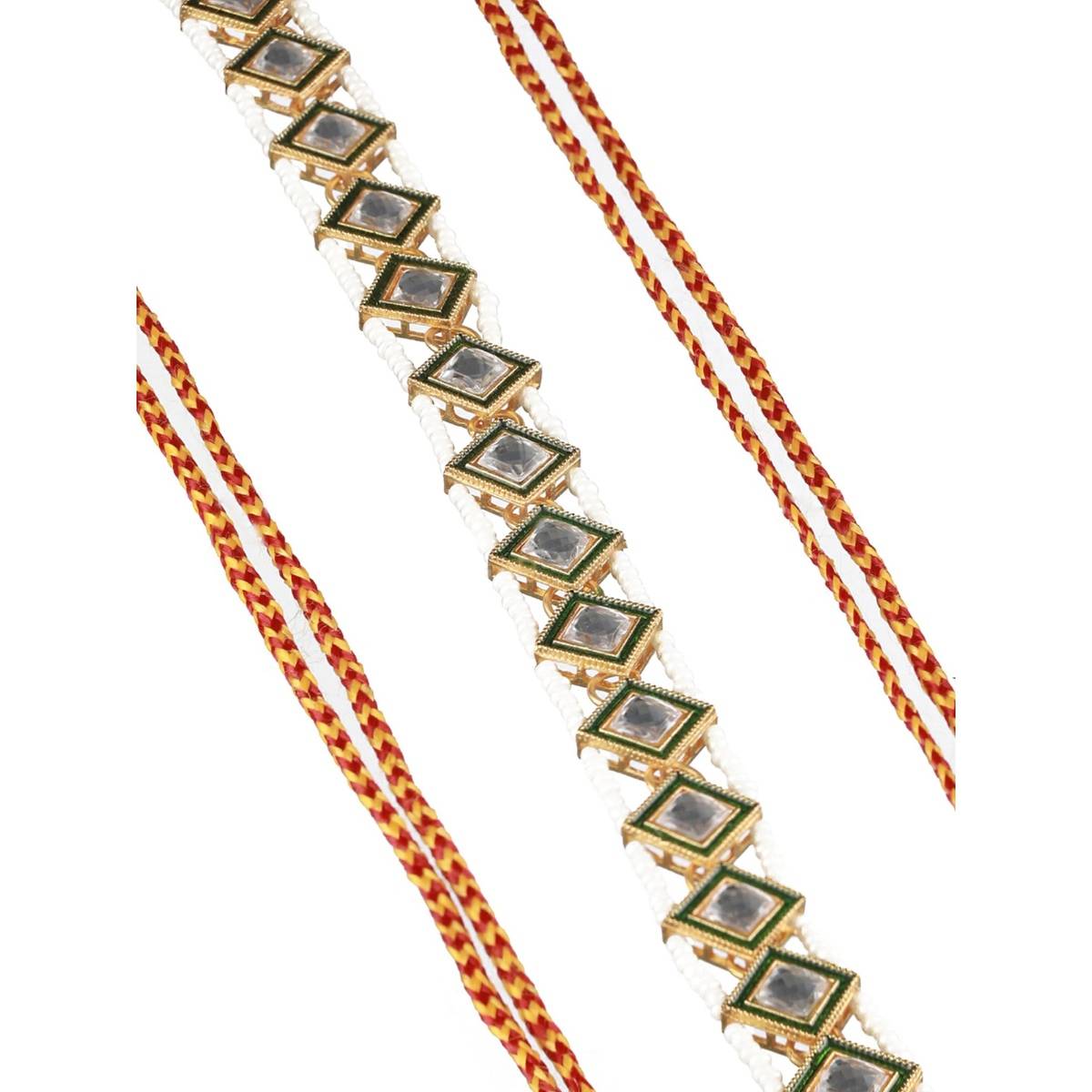 Aatmana Gold Plated White Kundan Studded & Pearl Beaded Rajputi Matha Patti