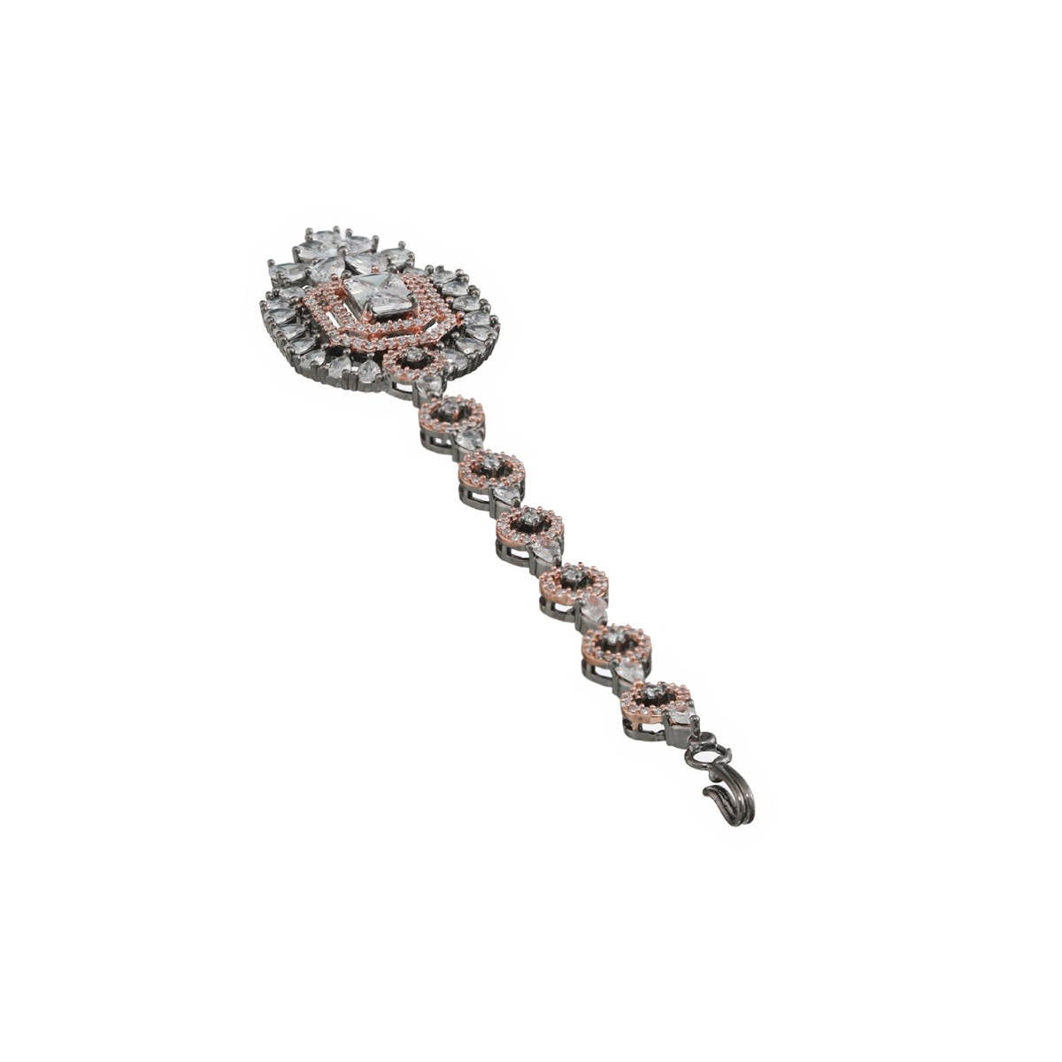 Aatmana Silver Plated Dual Toned American Diamond Studded Maangtikka