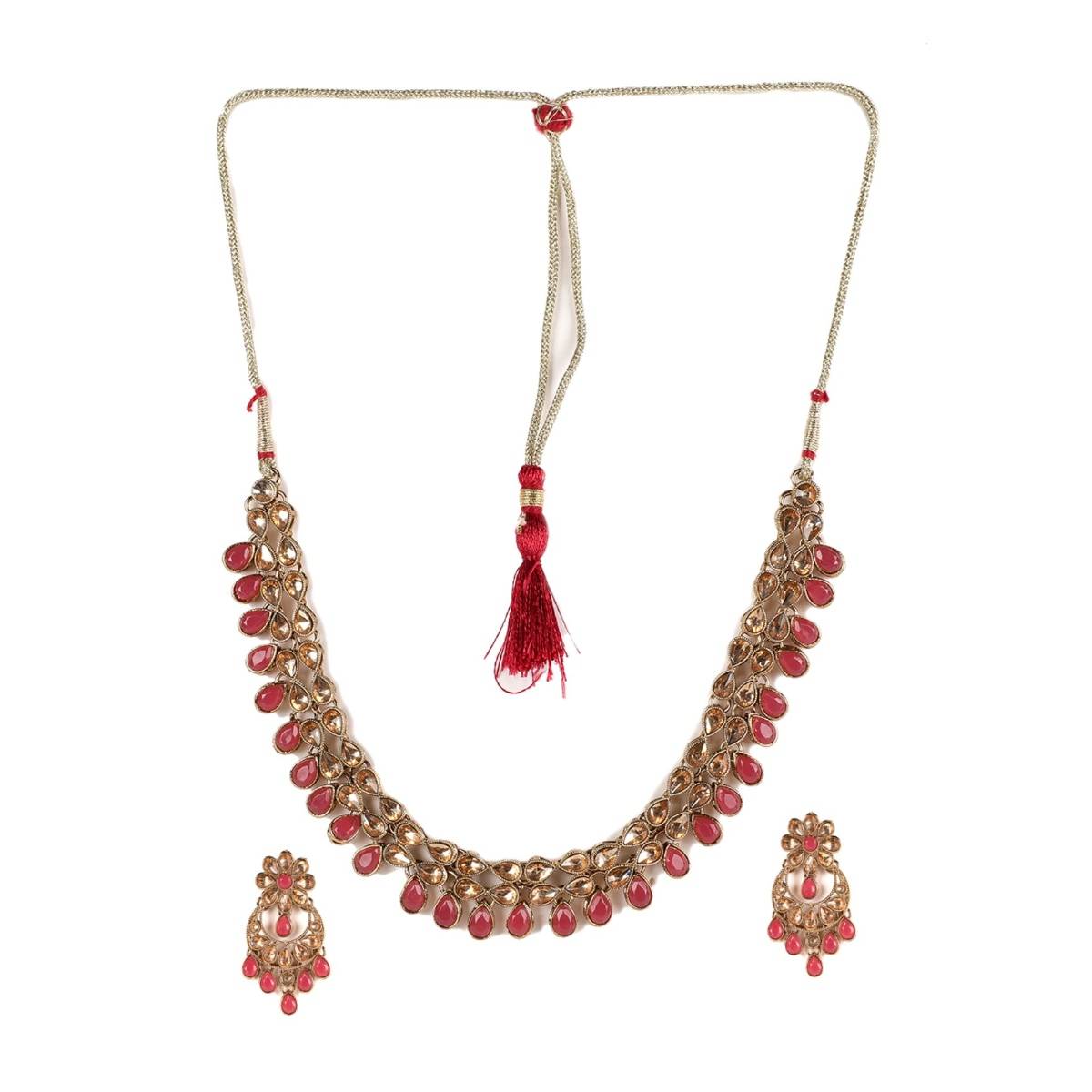 Aatmana Pink Kundan Gold Plated Jewellery Set