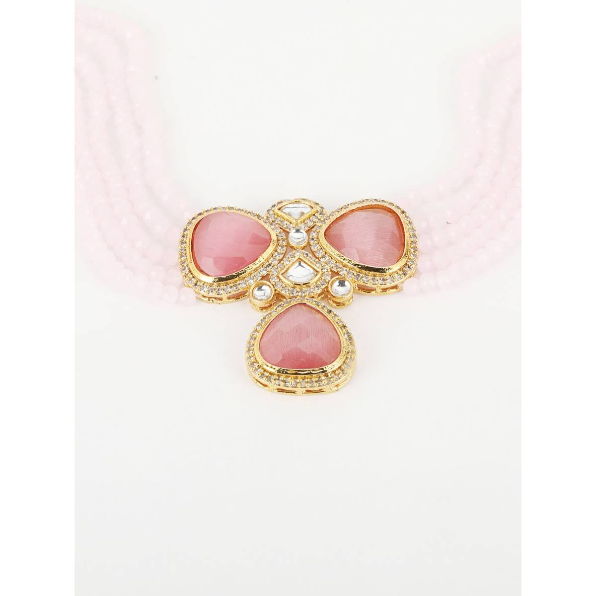 Aatmana Pink White Kundan Gold Plated Choker Set