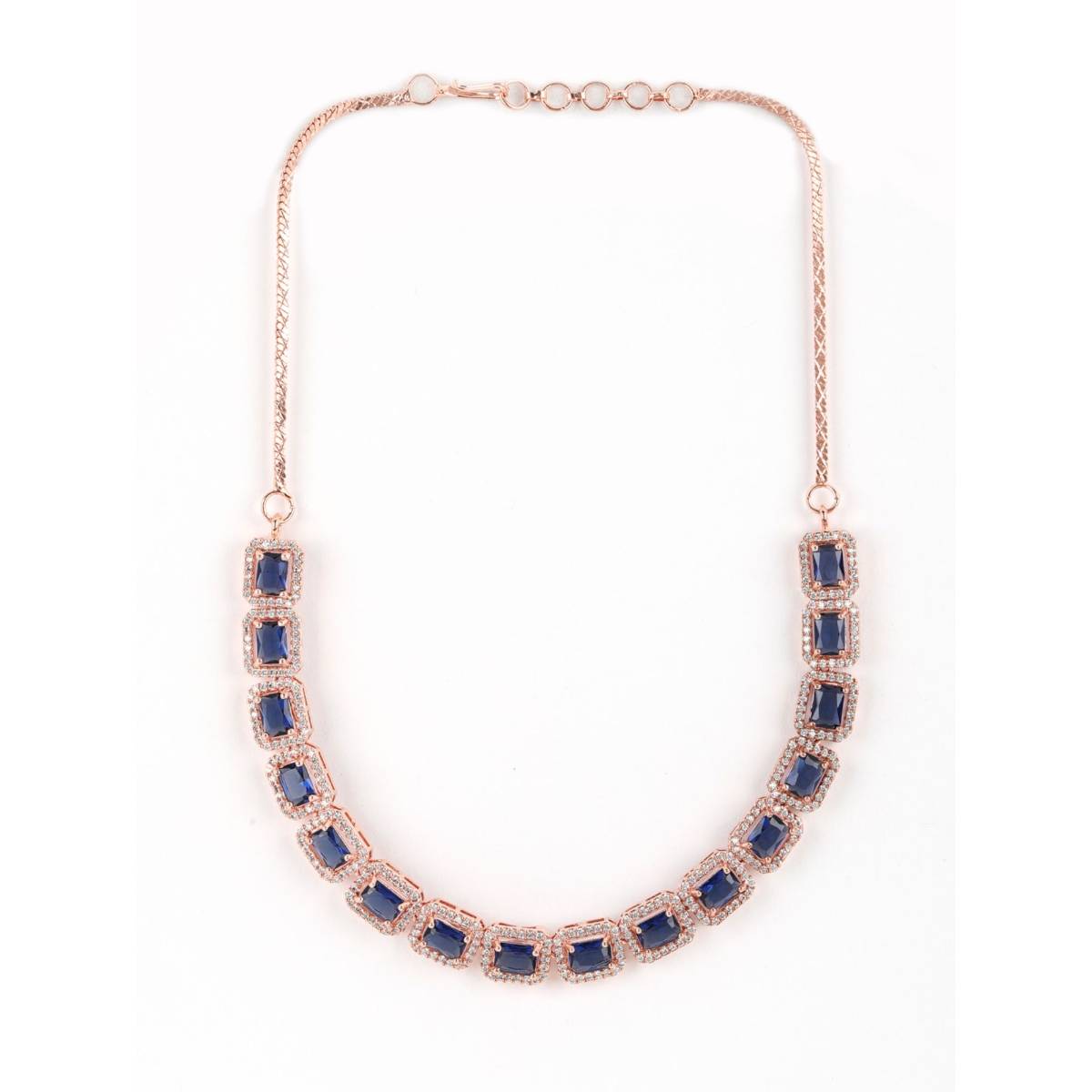 Aatmana Blue American Diamond Gold Plated Jewellery Set