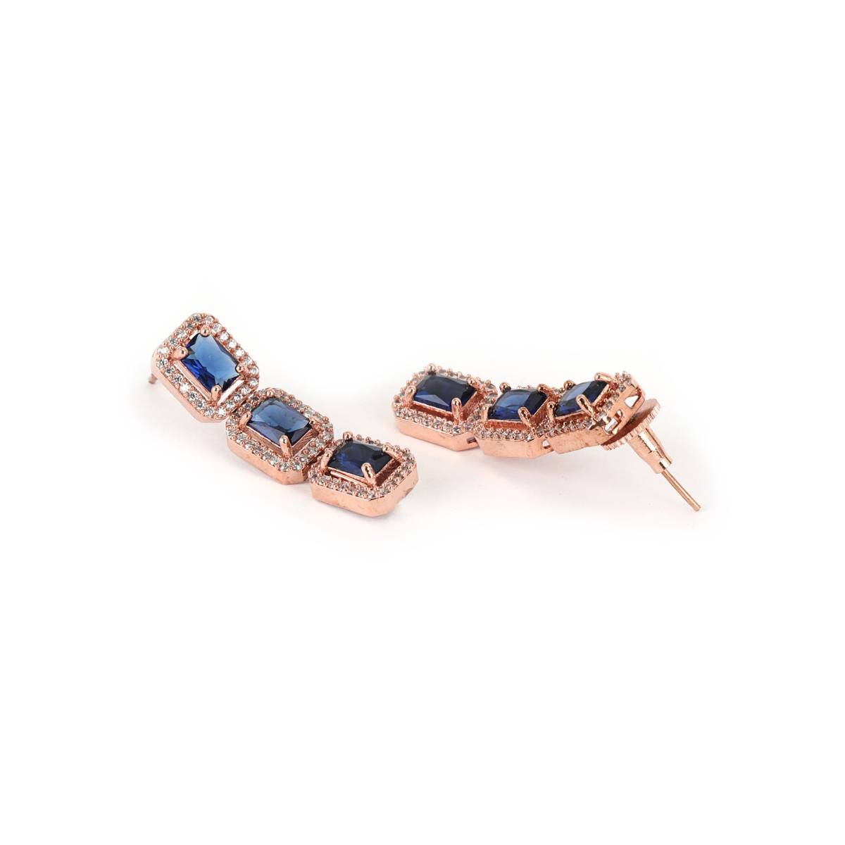 Aatmana Blue American Diamond Gold Plated Jewellery Set