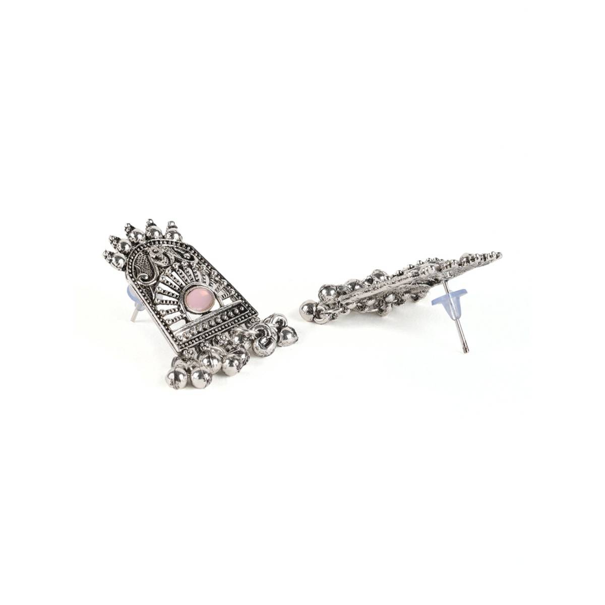 Aatmana Pink Stones Studded Oxidised Silver Plated Jewellery Set