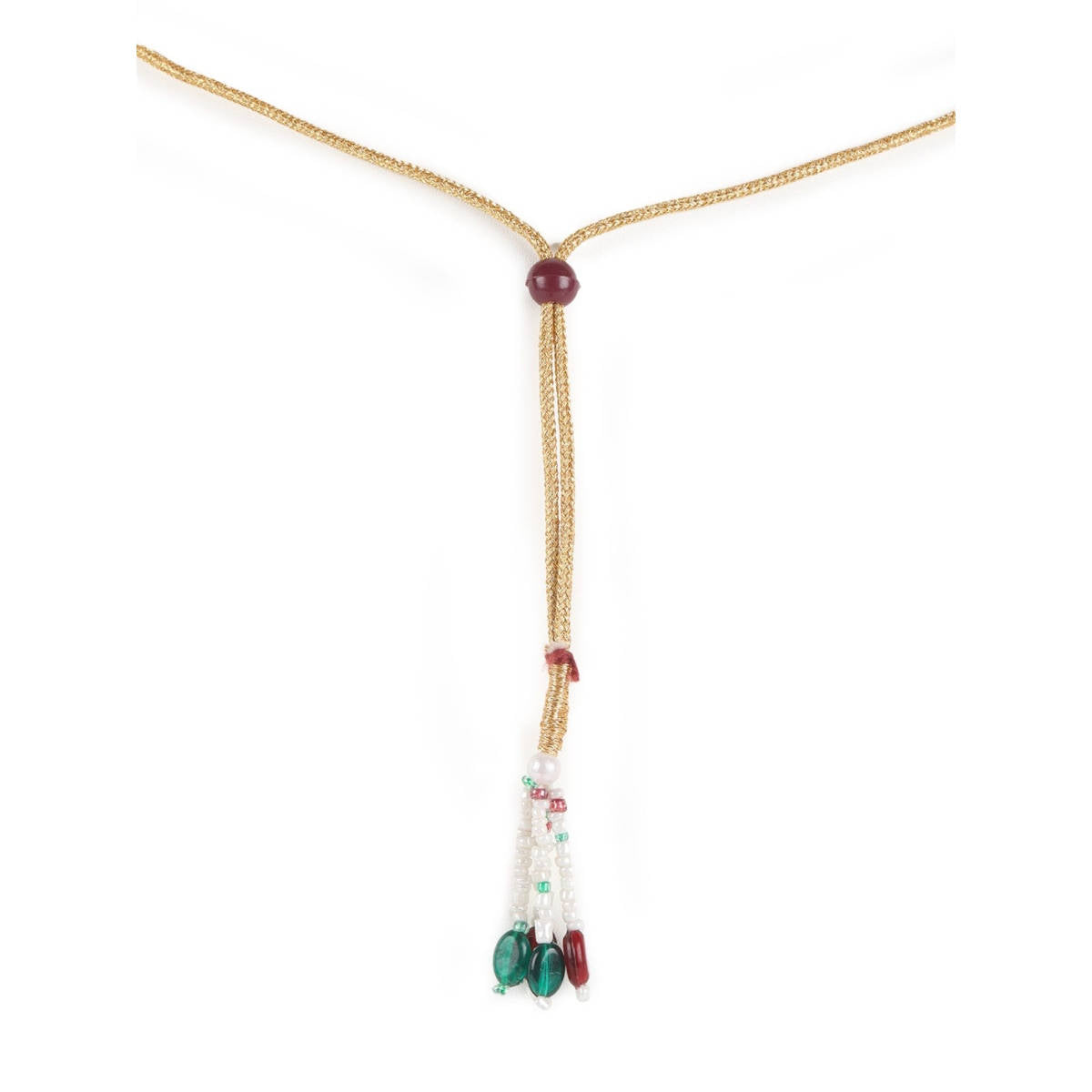 Aatmana Gold Plated & Green Stone Studded Handcrafted Jewellery Set
