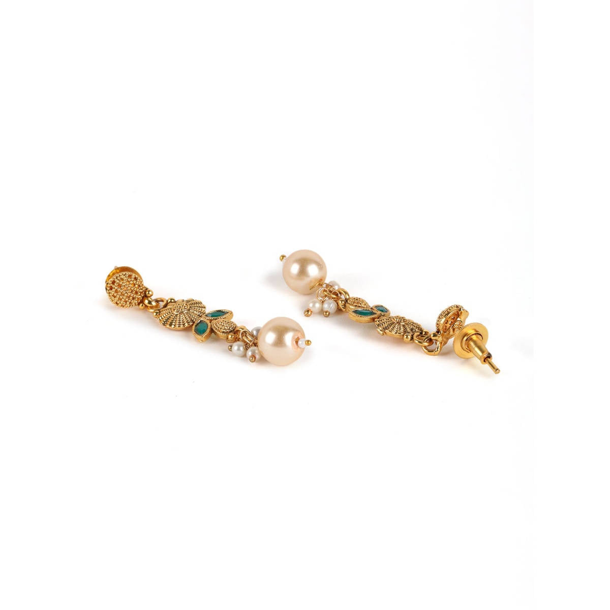 Aatmana Gold Plated & Green Stone Studded Handcrafted Jewellery Set