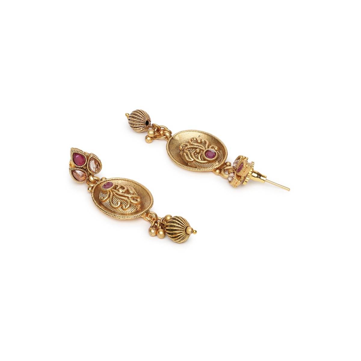 Aatmana Gold Plated Emarald Floral Antique Choker Jewellery Set