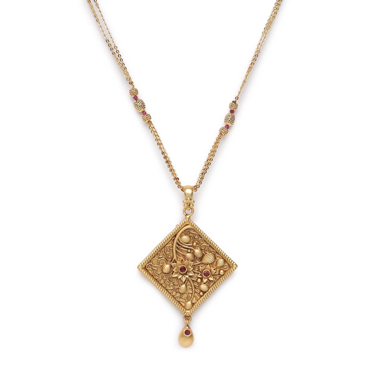 Aatmana Gold Plated Maroon Studded Handcrafted Jewellery Set