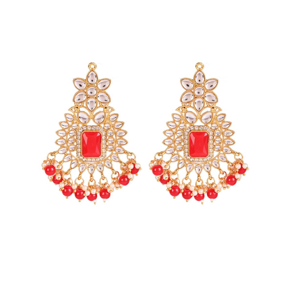 Aatmana Maroon Gold Plated & Pearl Beaded Kundan Choker Necklace,Earring & Maangtikka Set