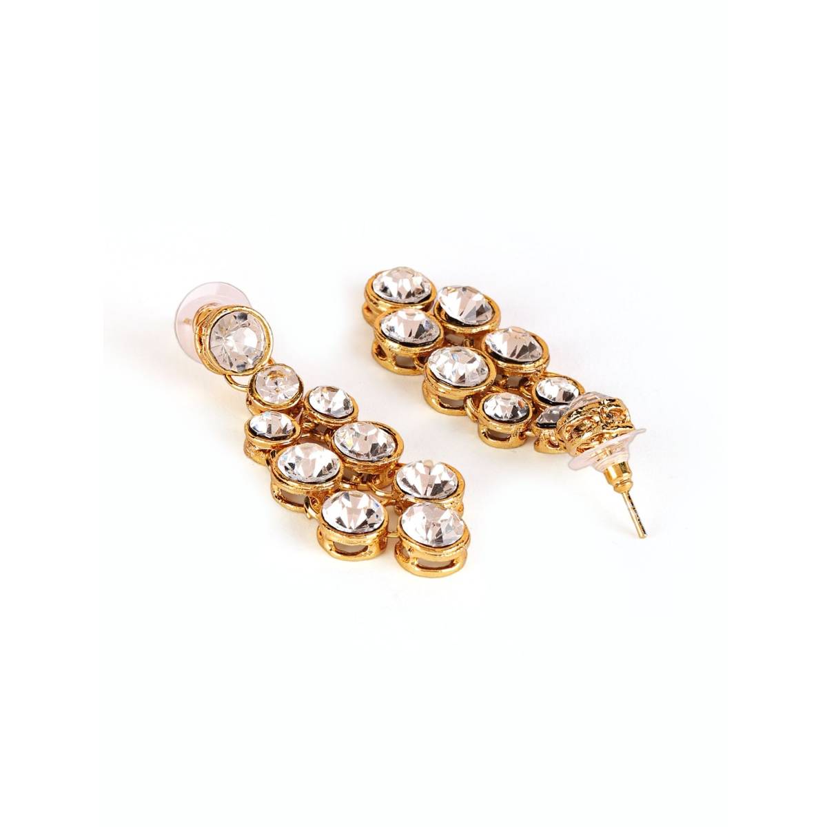 Aatmana White Gold Plated Stone Studded Layered Jewellery Set